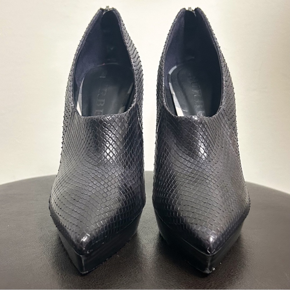 Burberry Black Gray Python Leather Platform Stile… - image 4